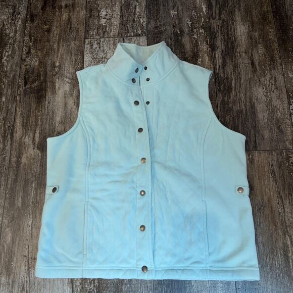 croft & barrow Jackets & Blazers - Croft‎ & Barrow Vest Womens XL Iced Turquoise Blue Fleece Faux Fur Lined Pockets